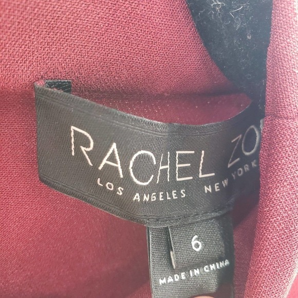 Rachel Zoe Califa Dress Womens Size 6 Burgundy Red Flared Sleeve Knit High Neck - Picture 4 of 15